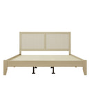 Solid Wood Platform King Bed With Rattan