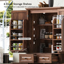 K&K 71' Tall Kitchen Pantry Cabinet with 3 Pull Out Cabinet Organizers, Farmhouse Embossed Texture Storage Cabinet with 6 Door Shelves, 2 Drawers, Freestanding Cupboard for Kitchen, Dining Room Brown