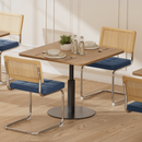 Natural Rattan Dining Chairs Set of 2, Modern Dining Room Chairs with Solid Wood Back for Kitchen Living Room, Mid Century Breuer Design Inspired, Upholstered Faux Leather (Blue)