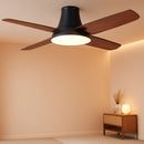 44 Inch Low Profile Black Ceiling Fan With Dimmable LED