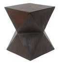 14.25' Natural Wood Grain Finish Prismatic Symmetry Concrete Outdoor Side Table with Symmetric Design – Weather-Resistant Accent for Patio, Garden, or Balcony