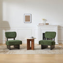 [Set of 2] Modern Lounge Chair with Polyester Upholstery, Sturdy Wood Base With Walnut Finish, Minimalist and Stylish Accent Seating for Living Room, Bedroom, or Office