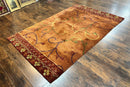 Pottery Barn Rug 5x8, Vintage Hand Tufted Carpet, Wool and Silk, Rust & Maroon