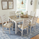 Seven Piece Weathered Whitewash Dining Set Collection