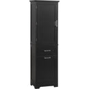 Tall Bathroom Storage Cabinet, Freestanding Storage Cabinet with Two Different Size Drawers and Adjustable Shelf, MDF Board with Painted Finish, Black