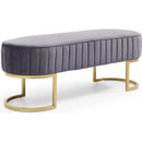 Bench Bedroom Bench, Velvet Oval Upholstered End of Bed Bench with Golden Metal Legs, 48" Modern Storage Ottoman Bench for BedroomLiving Room, Entryway Window, Grey