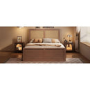 Queen Size Wood Storage Platform Bed with 4 Drawers, Rattan Headboard, Espresso
