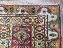 Turkish Caucasian Rug 4x7, Vintage Hand-Knotted Wool Turkish Talish Carpet 4 x 7, Cream, Burnt Orange Carmine Red Area Rug, Bohemian Rug