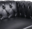 2 Piece Living Room Sofa Set Black Faux Leather Club Chair And Chesterfield Loveseat