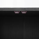TREXM Farmhouse Sideboard Cabinet with Storage, Wood Buffet Cabinet with Glass Doors and Adjustable Shelves for Kitchen, Dining Room and Living Room (Black)