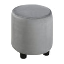 Queen Size Upholstered Grounded Bed, Mother & Child Bed with Bedside Desk and Little Round Stool, Velvet, Gray