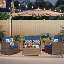 Navy Blue Outdoor Rattan Patio Furniture Set for Gatherings