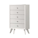 1 Piece Chest With Angled Legs, Wave Texture, Round Knobs - White