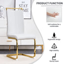 Modern Dining Chairs, PU Faux Leather High Back Upholstered Side Chair with Golden C-shaped Tube Metal Legs for Dining Room,Kitchen(Set of 2 )(LIGHT GRAY+PU)W115191487