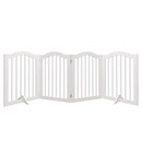 27.6' Height Tall Freestanding Pet Gate, 4 Panels Foldable Dog Gate, Solid Wood Folding Safety Fence Wooden Dog Gate with 2 pcs Support Feet Ideal for Stairs, Doorways, Halls, Kitchens, Heavy Duty Gat