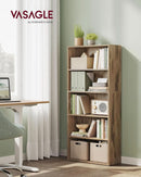 Bookshelf 23.6 Wide 5 Tier Adjustable Bookcase Camel Brown