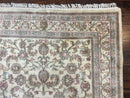 Indo Persian Rug 4x6, Vintage Handmade Wool Carpet, Floral Allover Pattern, Beige, Pair A