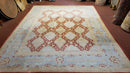 9x12 Peshawar Rug Pakistani Oriental Carpet Sky Blue and Red Wool Vintage Master Bedroom Rug Hand-Knotted Living Room Rug Dining Room Rug