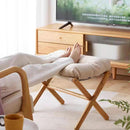 Bamboo Foldable Ottoman Foot Rest Beige Upholstered