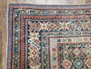 Caucasian Rug 3'9" x 5'7", Antique 1920s Collectible Caucasian Chi Chi Carpet, Hand Knotted, Colorful, Dark Blue Cream Red, Wool, Small Rug