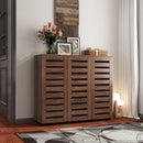 Shoe Cabinet, 5-Tier Shoe Storage Cabinet with Adjustable Shelves, Wooden Shoe Rack Organizer with Louvered Doors for Entryway, Hallway, Bedroom, Closet, Living Room
