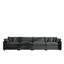 Modern Upholstered 4 Seater Fabric Sofa With Arm And Throw Pillows