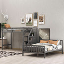 Gray Twin Over Full Bunk Bed With Storage Stairs Solid Wood