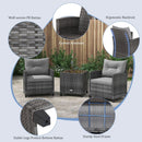 3 Piece Patio Furniture Set Outdoor PE Rattan Conversation Set With Washable Cushions And Tempered Glass Table Grey