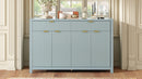 Modern Wave-Pattern Sideboard Cabinet with 2 Drawers and 4 Doors, 3-Level Adjustable Shelves, Aluminum Arc Handles, Scandinavian Style, 3 Colors, Suitable for Entryway, Living Room, Foyer
