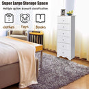 White Wooden 6 Drawer Dresser Chest For Bedroom Storage