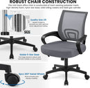 Dark Grey Ergonomic Mesh Office Chair With Lumbar Support Mid Back