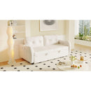 66.2" Queen Pull Out Sofa Bed, Hydraulic System Convertible Sleeper Sofa with Storage and 2 Soft Pillows, Tufted Button Upholstered Couch,Multi-Functional Velvet Loveseat Bed,Beige