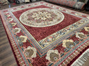 Wonderful Aubusson Rug 10x14, Red Maroon, Elegant, Fine 200 KPSI