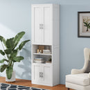 Full Size Murphy Bed with 2 Side Cabinet Storage Shelves, 61.5-inch Cabinet Bed Folding Wall Bed with Desk Combo Perfect for Guest Room, Study, Office,White(old sku:BS7013008109C)