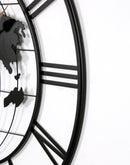 36 Inch Large Black Metal Wall Clock, Modern Silent World Map Wall Clock with Gold Pointers, Decorative for Living Room, Entryway, Dinning Room, Bedroom