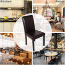 Set Of 4 Dark Brown PU Leather Dining Chairs With Wood Legs