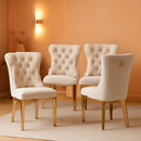 Velvet Dining Chairs Set Of 4 With Gold Plated Legs