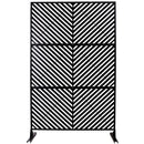 Outdoor & Indoor Privacy Screen Metal Privacy Screen 76' H×48' W, Freestanding Decorative Privacy Screen for Deck Balcony Patio, Privacy Fence Panels for Outside Lawn Garden PS113 BLACK