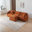 Modular L-Shaped Sectional Sofa with Ottoman, Chenille Fabric Sofa Couch, Comfy Upholstered Furniture for Living Room, Apartment, Studio, Office