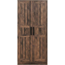 2-Door Wooden Wardrobe Armoire with LED and 4 Storage Shelves, Brown