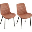Brown Leathaire Dining Chairs Set of 2,Mid-Century Modern Leathaire Chairs Kitchen Living Room Armless Side Chair with Metal Legs Set Of 2