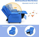 Blue Kids Recliner Chair With Cup Holder And Footrest