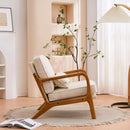 Beige Linen Fabric Mid Century Upholstered Accent Chair