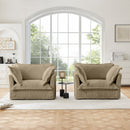Set of 2 Slipcovered Armchairs,Deep Seat Accent Chair Set for Living Room, Reading Room, Bedroom and Working Spaces,Armchair Sets with Large Soft Pillows,Camel Corduroy Fabric