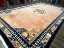 Chinese Wool Rug 11x18, Palace Sized Chinese Carpet, Peking Rug, Peach and Blue, Open Field, Simple Design, Art Deco Rug, Large Handmade Rug