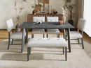 6PCs Dining Room Table Set, Rustic Farmhouse Dining Room Rectangular Table with 4 Upholstered Chairs and Bench, Solid Wood Kitchen Dining Table Set for 6 Persons