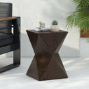 14.25' Natural Wood Grain Finish Prismatic Symmetry Concrete Outdoor Side Table with Symmetric Design – Weather-Resistant Accent for Patio, Garden, or Balcony