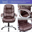 Ergonomic High Back Office Chair Lumbar Brown PU Leather