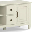 72 Inch Wide Solid Wood TV Stand Antique White With Storage