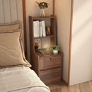 Nightstand with Charging Station, Smart Nightstand with Night Light, Modern Night Stand with Bookshelf, Bedside Tables with Storage Cabinet for Bedroom, Wood